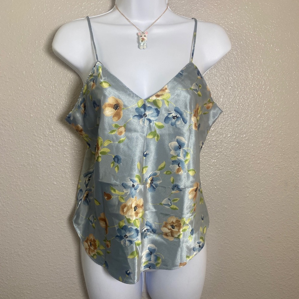 Vintage Y2K Blue Satin Camisole 6 Fairycore Feminine 2000s Beach Summer Mermaid
